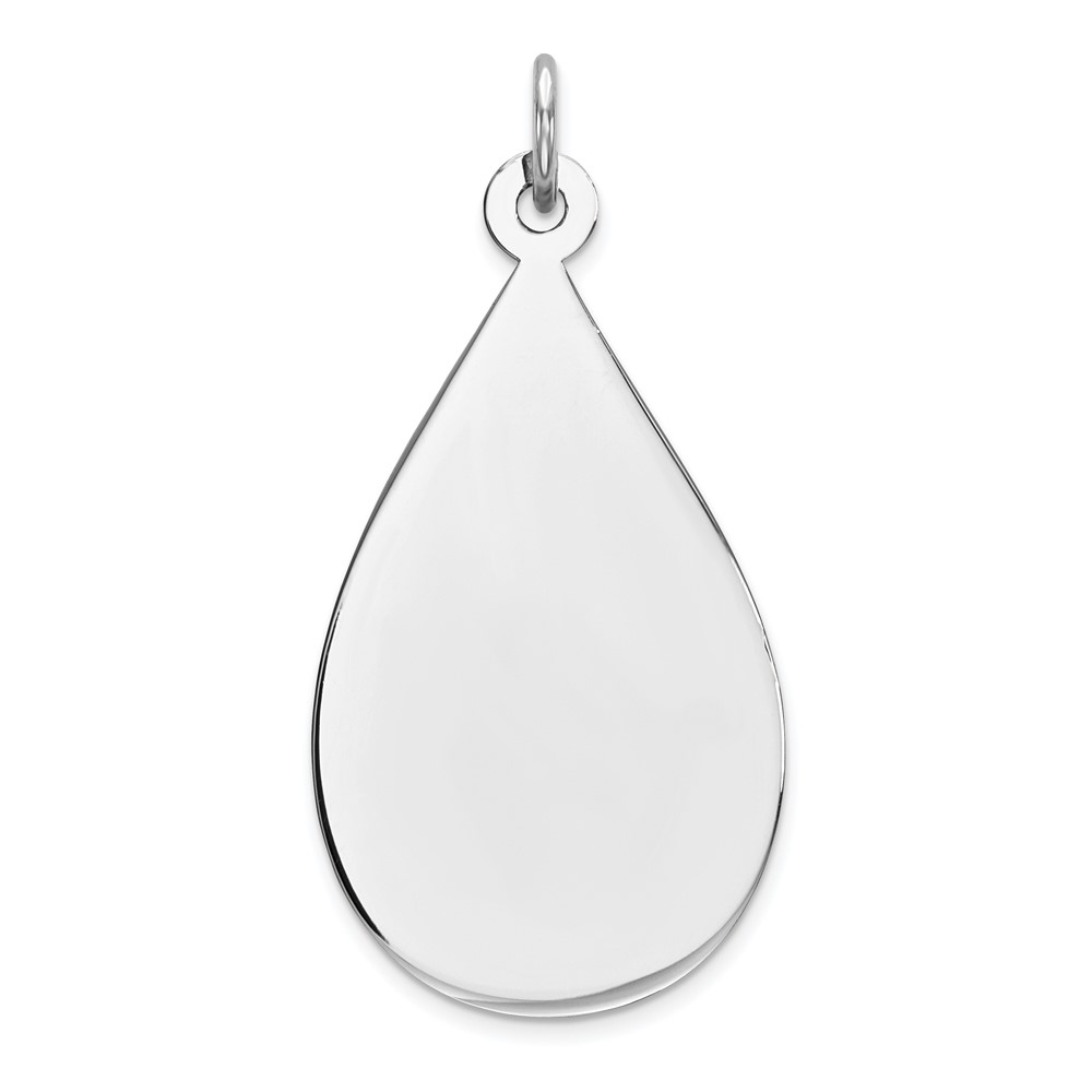 SS Rh-plt Engraveable Teardrop Polished Front/Satin Back Disc Charm (QM456/27)