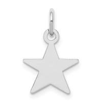 Sterling Silver Rhodium-plated Engraveable Star Disc Charm view 1