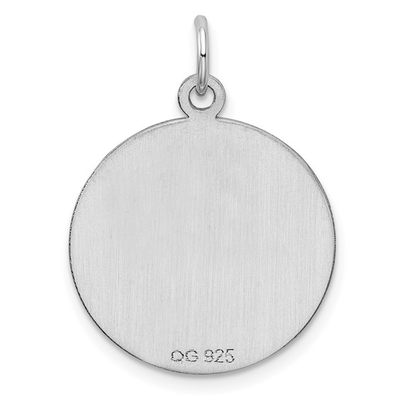 SS Rh-plt Engraveable Round Patterned Polished Front/Satin Back Disc