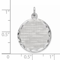 SS Rh-plt Engraveable Round Patterned Polished Front Satin Back Disc view 3