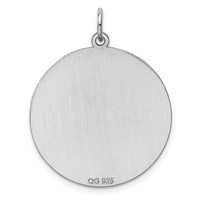 SS Rh-plt Engraveable Round Patterned Polished Front Satin Back Disc view 4