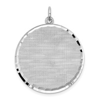 SS Rh-plt Engraveable Round Patterned Polished Front Satin Back Disc view 1