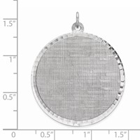 SS Rh-plt Engraveable Round Patterned Polished Front Satin Back Disc view 3