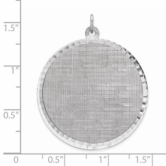 SS Rh-plt Engraveable Round Patterned Polished Front/Satin Back Disc