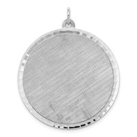 SS Rh-plt Engraveable Round Patterned Polished Front Satin Back Disc view 1