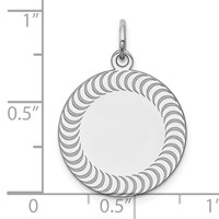 SS Rh-plt Engraveable Round Patterned Polished Front Satin Back Disc view 3