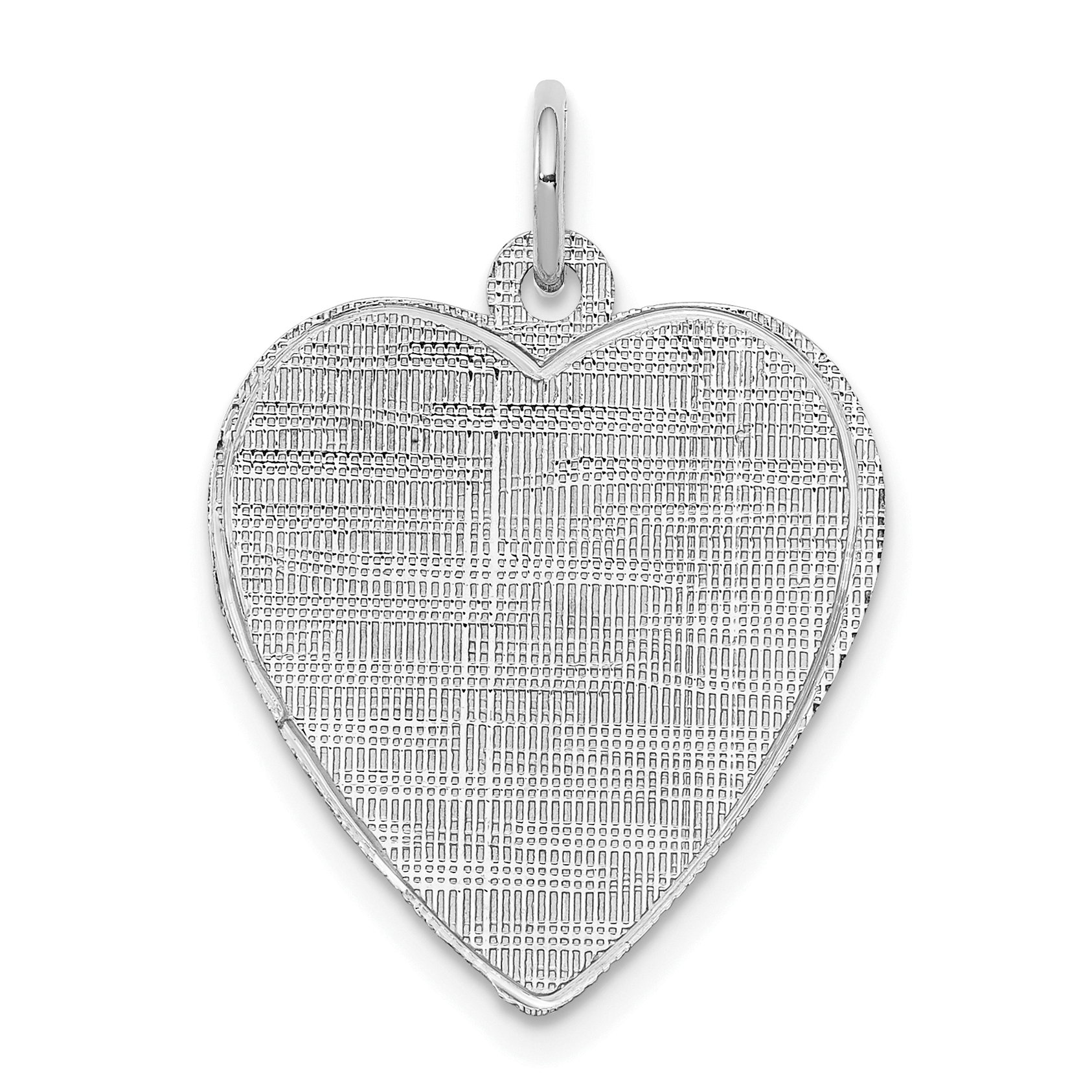 SS Rh-plt Engraveable Heart Patterned Polished Front/Satin Back Disc (QM477/18)