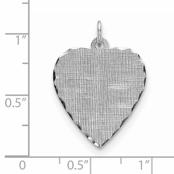 SS Rh-plt Engraveable Heart Patterned Polished Front/Satin Back Disc