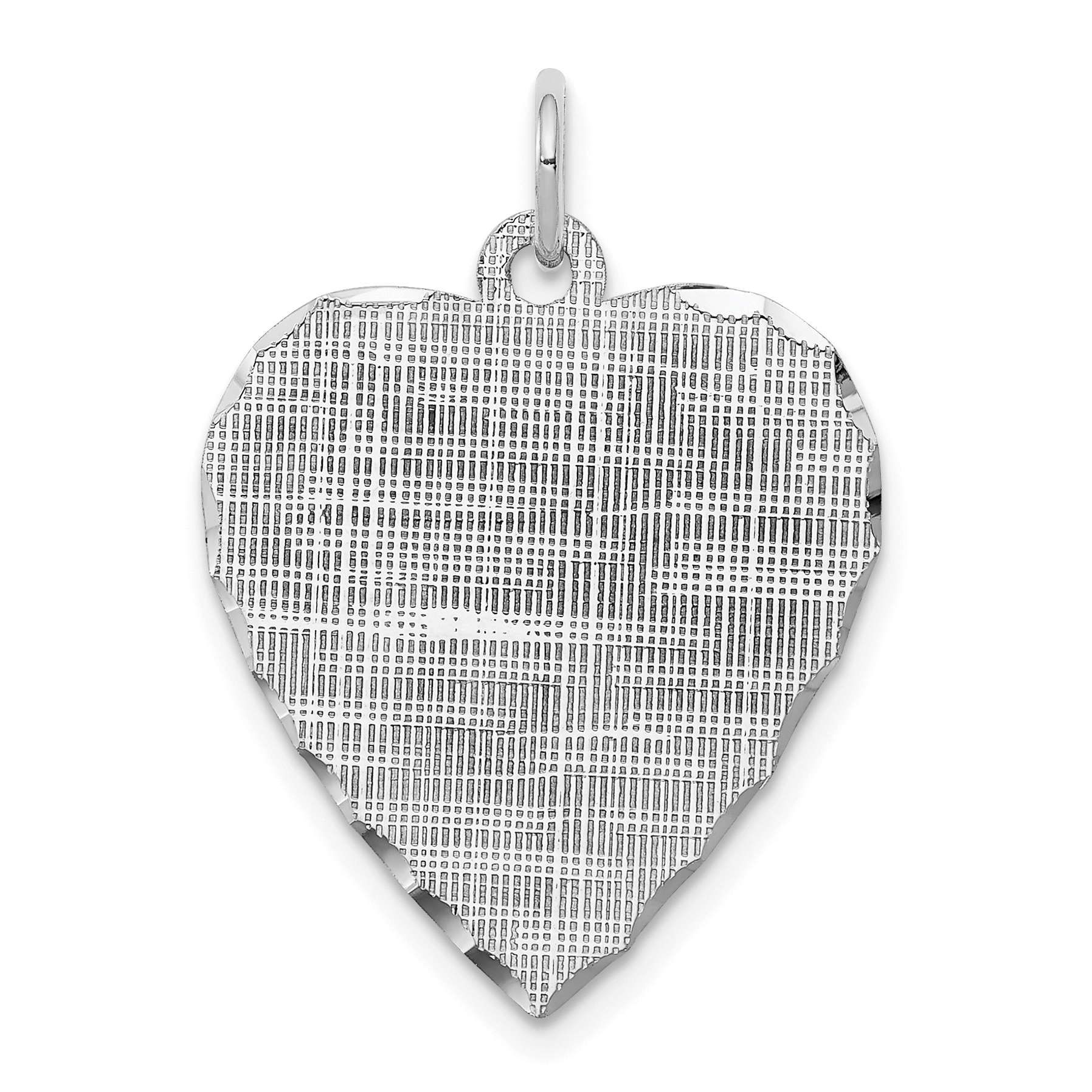 SS Rh-plt Engraveable Heart Patterned Polished Front/Satin Back Disc (QM478/18)