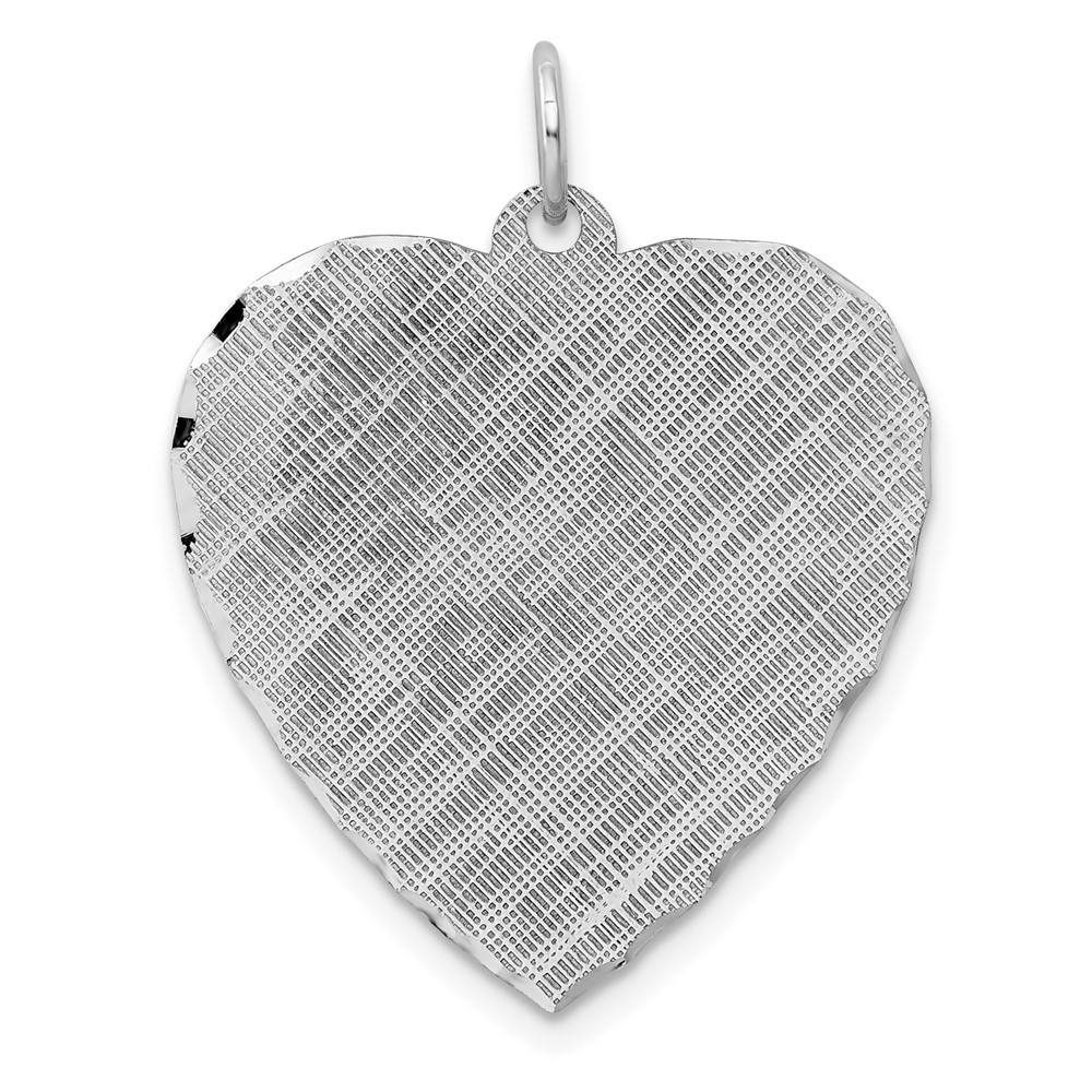 SS Rh-plt Engraveable Heart Patterned Polished Front/Satin Back Disc (QM479/18)