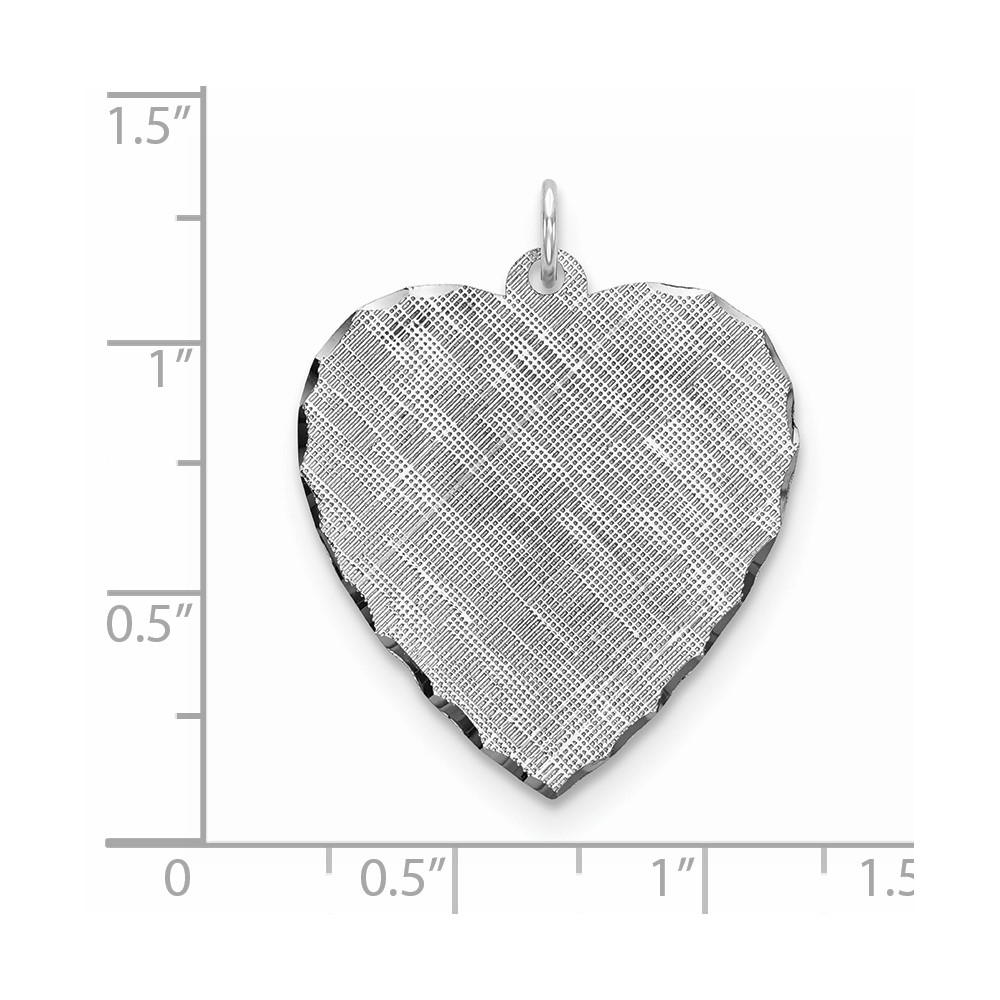 SS Rh-plt Engraveable Heart Patterned Polished Front/Satin Back Disc (QM479/18)