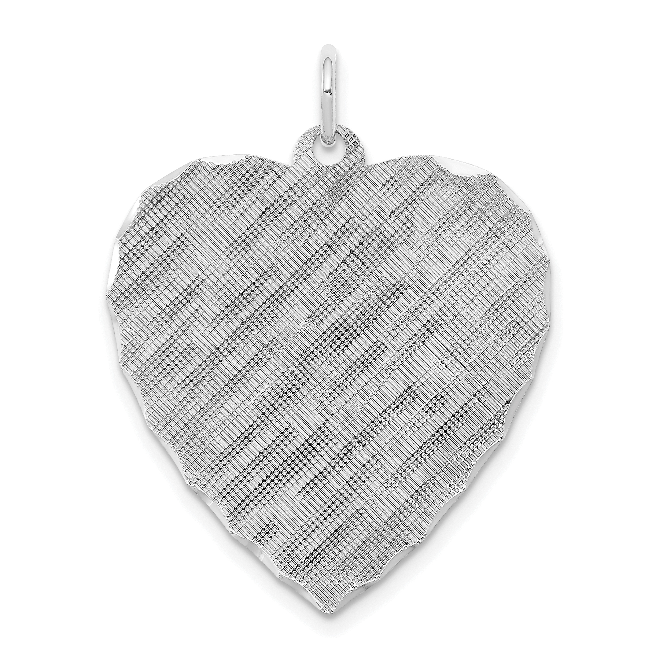 SS Rh-plt Engraveable Heart Patterned Polished Front/Satin Back Disc (QM479/18)