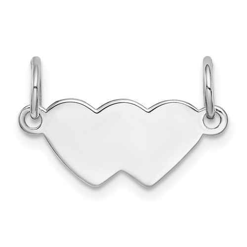 SS Rh-plt Engraveable Double Heart Polished Front Satin Back Plate