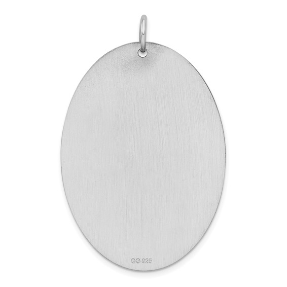 SSilver Rh-plt Engravable Oval Polished Front/Satin Back Disc Charm