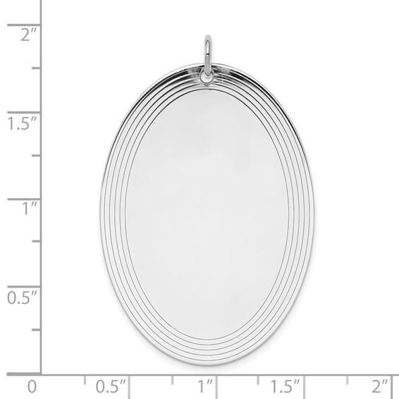SSilver Rh-plt Engravable Oval Polished Front/Satin Back Disc Charm