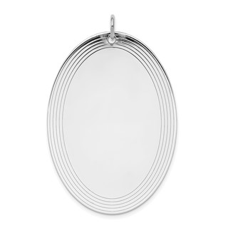 SSilver Rh-plt Engravable Oval Polished Front/Satin Back Disc Charm