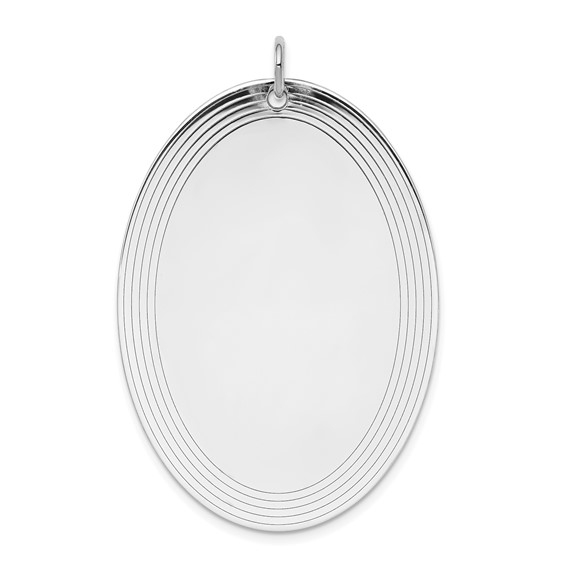 SSilver Rh-plt Engravable Oval Polished Front/Satin Back Disc Charm