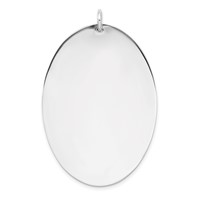 SSilver Rh-plt Engravable Oval Polished Front Satin Back Disc Charm view 1