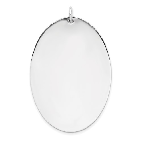 SSilver Rh-plt Engravable Oval Polished Front Satin Back Disc Charm