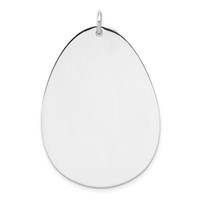 Sterling Silver Rh-plt Engravable Polished Front Satin Back Disc Charm view 1