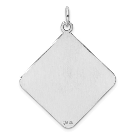 Sterling Silver Rh-plt Engravable Polished Front/Satin Back Disc Charm