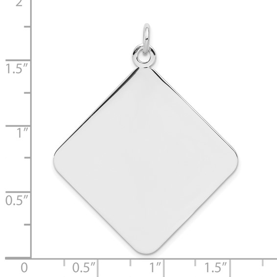 Sterling Silver Rh-plt Engravable Polished Front/Satin Back Disc Charm