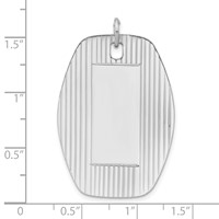 Sterling Silver Rhodium-plated Engraveable Polished & Striped Front Satin Back Disc Charm view 4