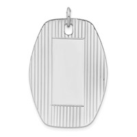 Sterling Silver Rhodium-plated Engraveable Polished & Striped Front Satin Back Disc Charm view 1