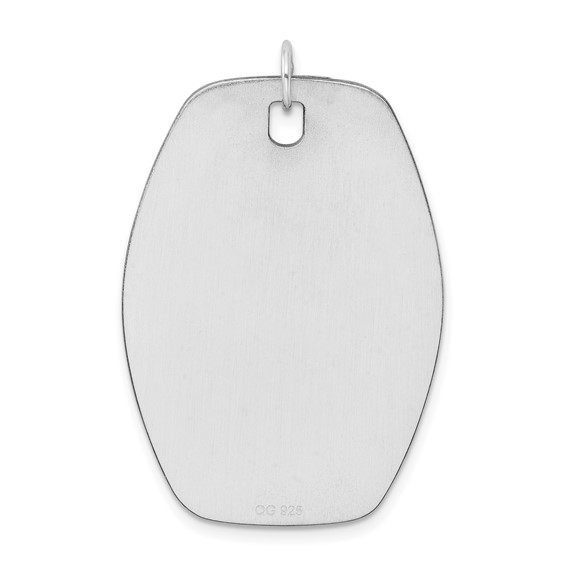 Sterling Silver Rh-plt Engravable Polished Front/Satin Back Disc Charm