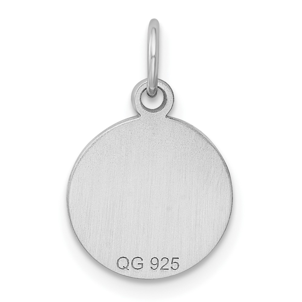 Sterling Silver Rh-plt Engraveable Round Polished Front/Back Disc Charm (QM497/18P)