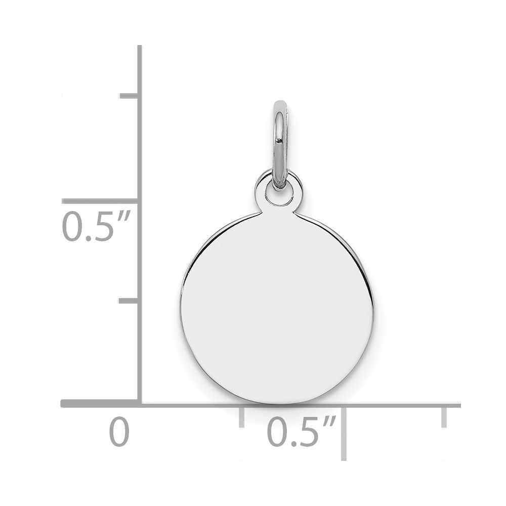 Sterling Silver Rh-plt Engraveable Round Polished Front/Back Disc Charm (QM497/18P)