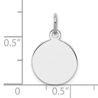 SS Rh-plt Engraveable Round Polished Front Satin Back Disc Charm view 3