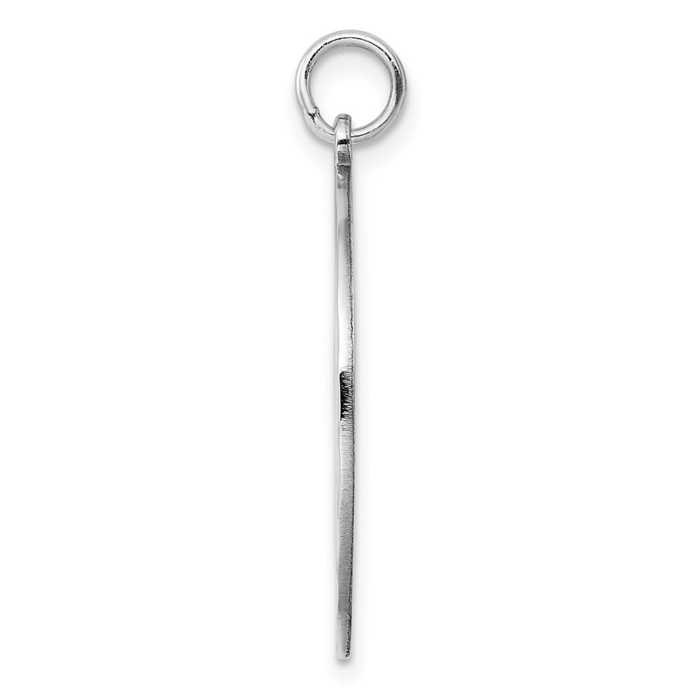 Sterling Silver Rhod-plated ENG. Round Polish Front/Satin Back Disc Charm (QM498/18)
