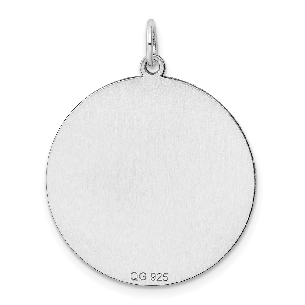 Sterling Silver Rhod-plated ENG. Round Polish Front/Satin Back Disc Charm (QM498/18)