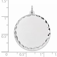 Sterling Silver Rhod-plated Eng. Rnd Polish Front Satin Back Disc Charm view 3