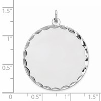 Sterling Silver Rhod-plated Eng. Round Polish Front Satin Back Disc Charm view 3