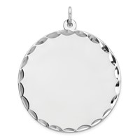 Sterling Silver Rhod-plated Eng. Round Polish Front Satin Back Disc Charm view 1
