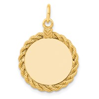 Sterling Silver GP Engraveable Round with Rope Polished Disc view 1