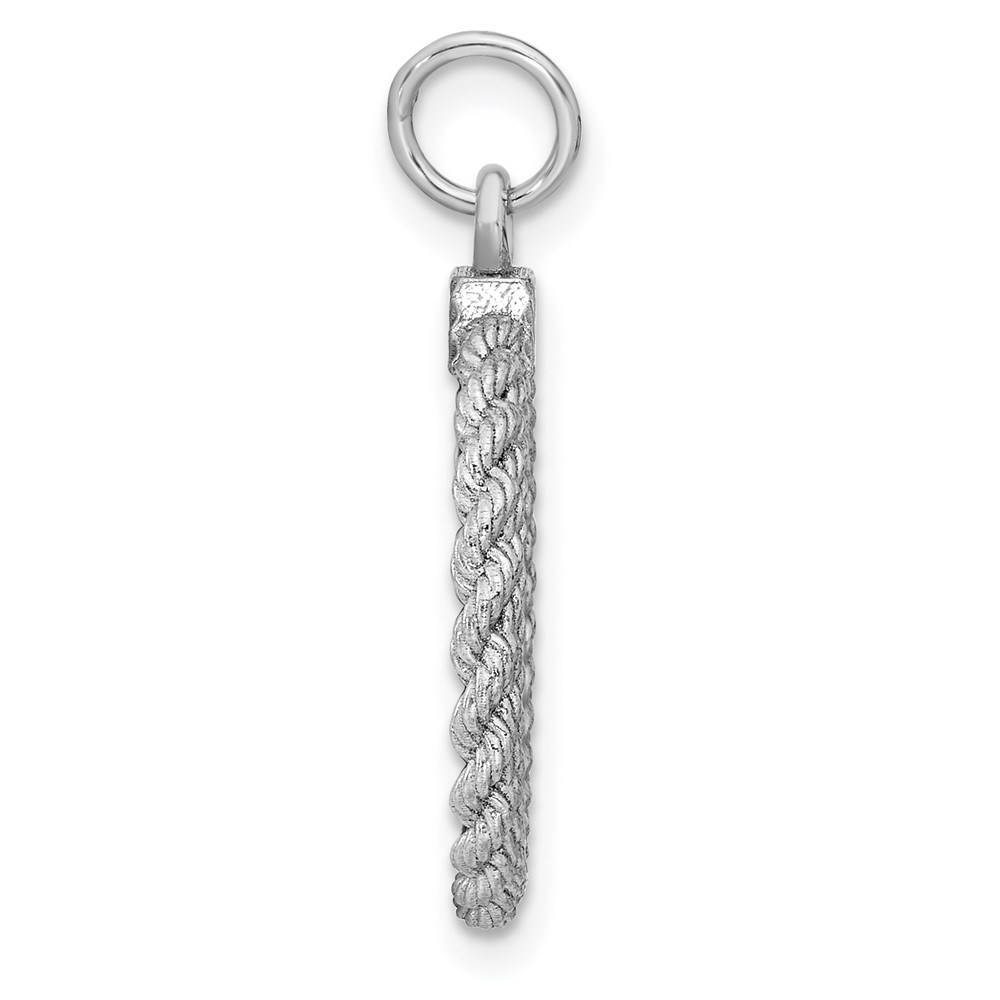Sterling Silver Rhod-plated Eng. Rnd w/Rope Polish Front/Satin Back Disc (QM501/18)
