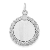 Sterling Silver Rhod-plated Eng. Rnd with Rope Polish Front Satin Back Disc view 3