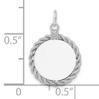 Sterling Silver Rhod-plated Eng. Rnd with Rope Polish Front Satin Back Disc view 4
