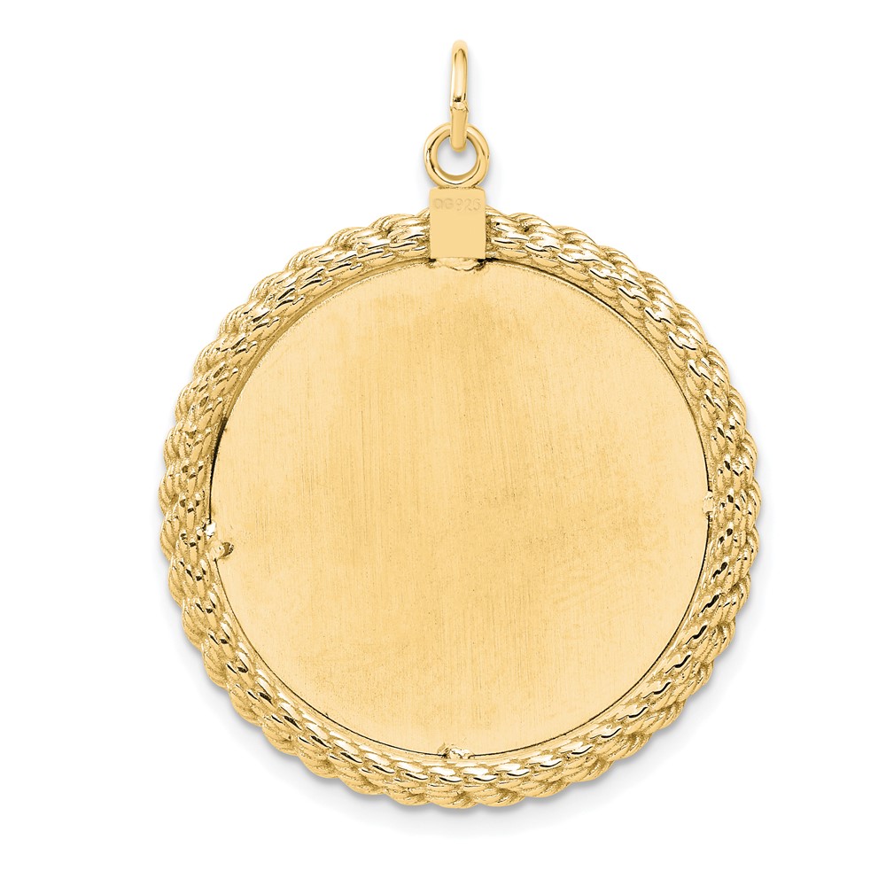 Sterling Silver GP Engraveable Round with Rope Polished Disc (QM502G/18)