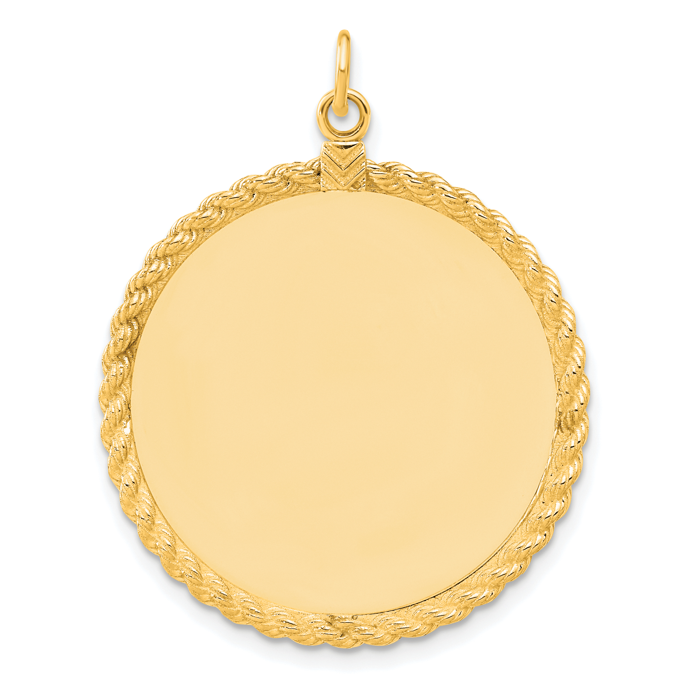 Sterling Silver GP Engraveable Round with Rope Polished Disc (QM502G/18)