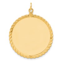 Sterling Silver GP Engraveable Round with Rope Polished Disc view 1