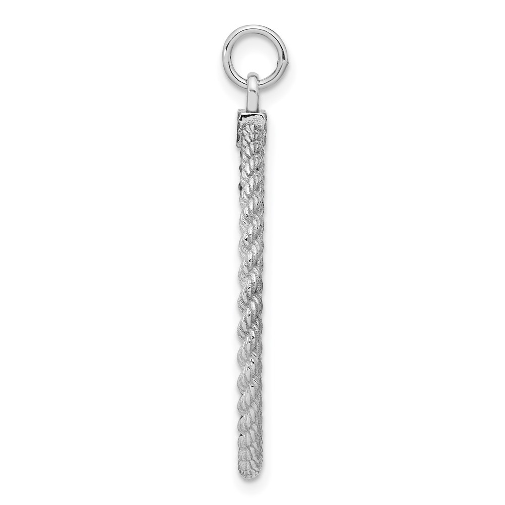 Sterling Silver Rhod-plated Eng. Rnd w/Rope Polish Front/Satin Back Disc (QM502/18)