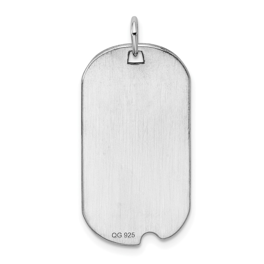 Sterling Silver Rhod.-plate Eng. Dog Tag Polish Front/Satin Back Disc Charm (QM503/35)