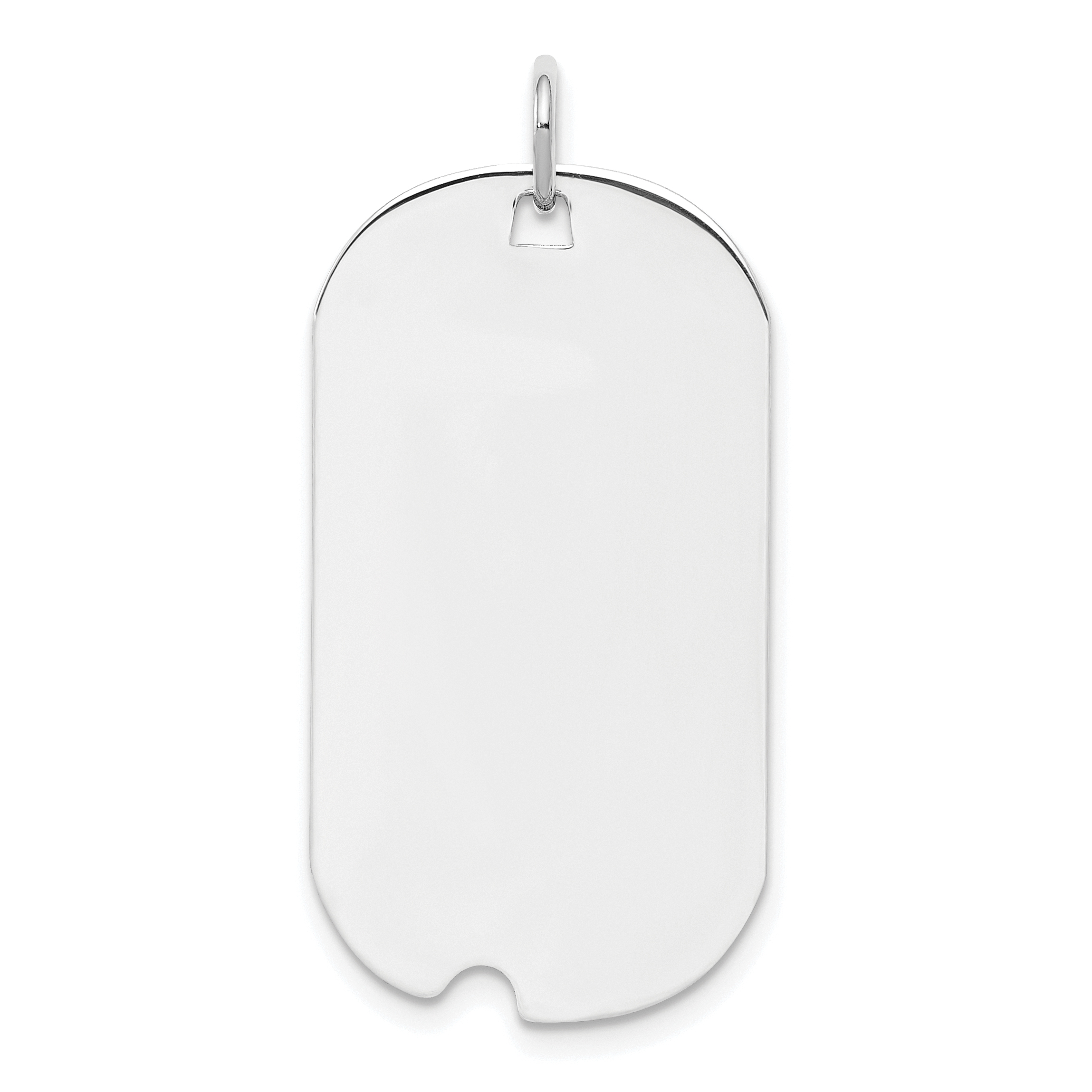 Sterling Silver Rhod.-plate Eng. Dog Tag Polish Front/Satin Back Disc Charm (QM503/27)