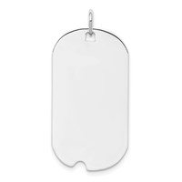Sterling Silver Rhod.-plate Eng. Dog Tag Polished Front Satin Back Disc Cha view 1