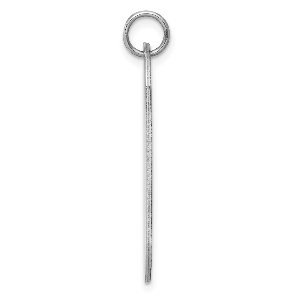 Sterling Silver Rhod-plate Eng. Dog Tag Polish Front/Satin Back Disc Charm (QM504/27)