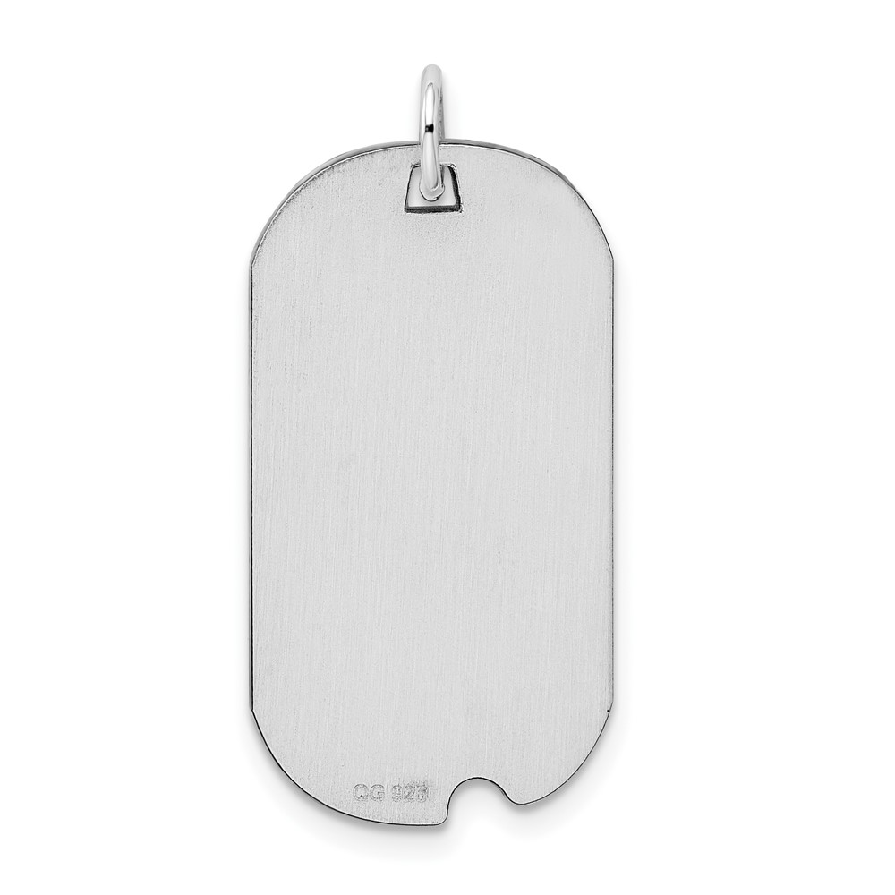 Sterling Silver Rhod-plate Eng. Dog Tag Polish Front/Satin Back Disc Charm (QM504/18)